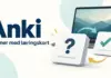 Anki – gratis pugging med flashcards for studenter Illustrasjon av Anki med læringskort, spørsmålstegn, en hake og repetisjonspiler foran en bærbar datamaskin.