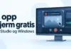 Ta opp skjerm gratis – OBS Studio og innebygde Windows-verktøy Illustrasjon av en dataskjerm med opptaksknapp, markert opptaksområde og lydbølge, ved siden av teksten «Ta opp skjerm gratis – OBS Studio og Windows».